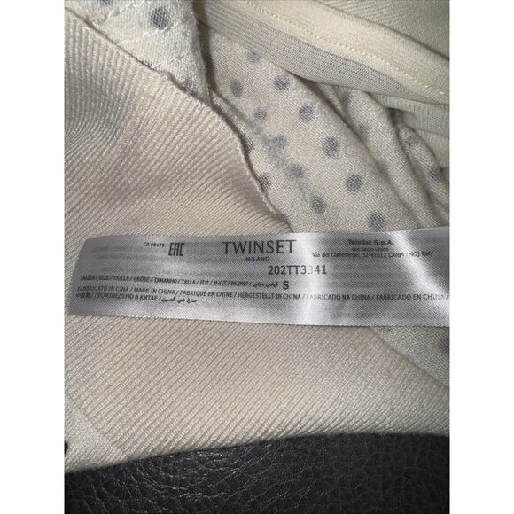 Milano Twinset Embellished Knit Polka Dot Sweater Sz Small 3/4 Sleeve Black - Picture 8 of 8